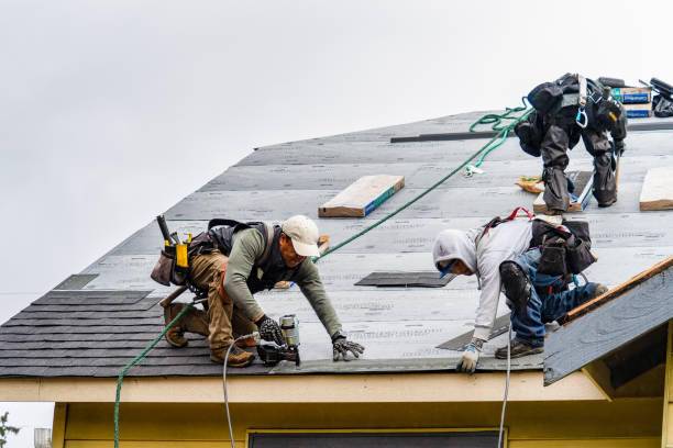 Professional Gutter Installation technician working in Genoa, NY